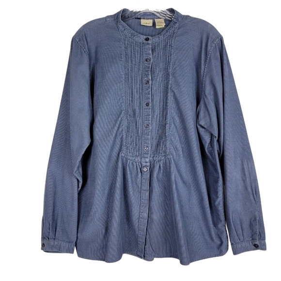 L.L. Bean Tops - LL Bean Womens Pinwale Corduroy Babydoll Tunic L Smocked Relaxed Cottagecore 90s